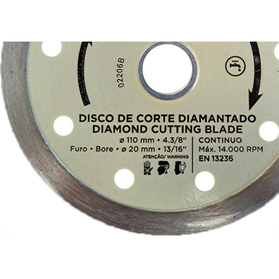 Disco Diamantado Cortag Liso 110Mm X 20Mm - 60697 Disco Diamantado Cortag Liso 110Mm X 20Mm - 60697