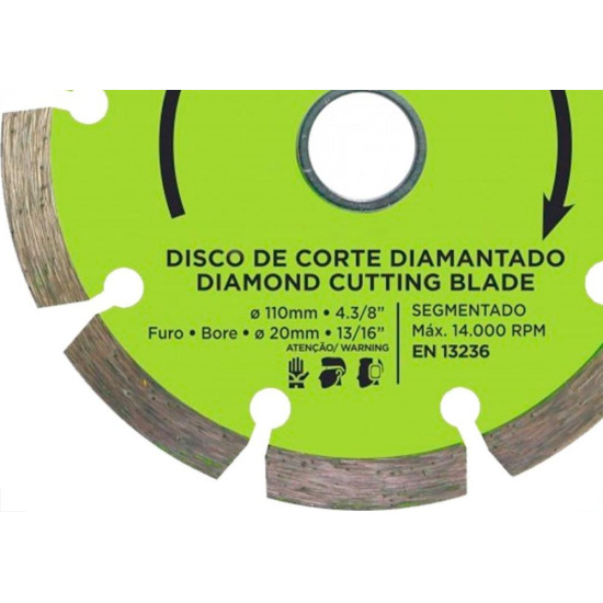 Disco Diamantado Cortag Segmentado 110Mm X 20Mm - 60973 Disco Diamantado Cortag Segmentado 110Mm X 20Mm - 60973