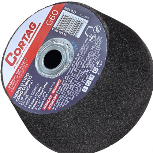 Rebolo Cortag Conico 75Mm X 50Mm Rosca M14 - G-60 - 62112 Rebolo Cortag Conico 75Mm X 50Mm Rosca M14 - G-60 - 62112
