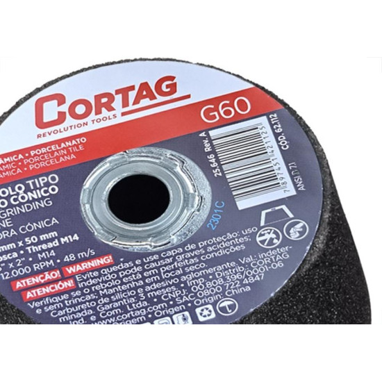 Rebolo Cortag Conico 75Mm X 50Mm Rosca M14 - G-60 - 62112 Rebolo Cortag Conico 75Mm X 50Mm Rosca M14 - G-60 - 62112