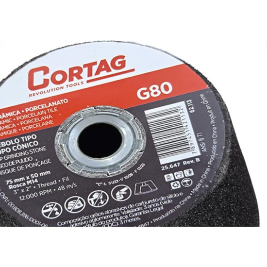 Rebolo Cortag Conico 75Mm X 50Mm Rosca M14 - G-80 - 62113 Rebolo Cortag Conico 75Mm X 50Mm Rosca M14 - G-80 - 62113