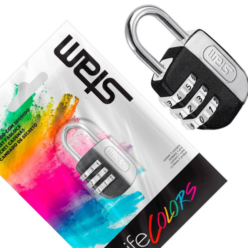 Cadeado Para Mala Stam Life Colors Com Segredo 25Mm Preto Fosco Cadeado Para Mala Stam Life Colors Com Segredo 25Mm Preto Fosco