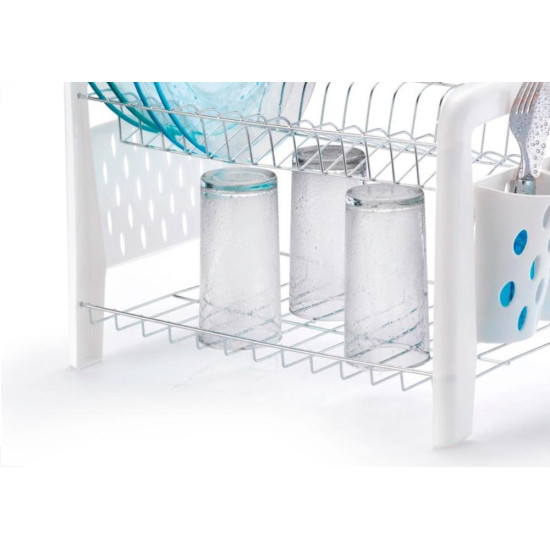 Escorredor Desmontavel Duplo Com Porta Talheres Smart Arthi Branco - 1052 Escorredor Desmontavel Duplo Com Porta Talheres Smart Arthi Branco - 1052