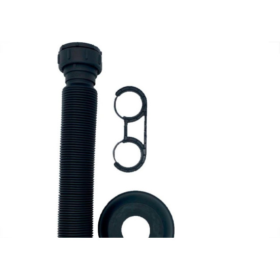 Sifao Sanfonado Extensivel Censi Preto Fosco Com Suporte E Canopla ( Pia - Tanque - Lavatorio ) - 7202