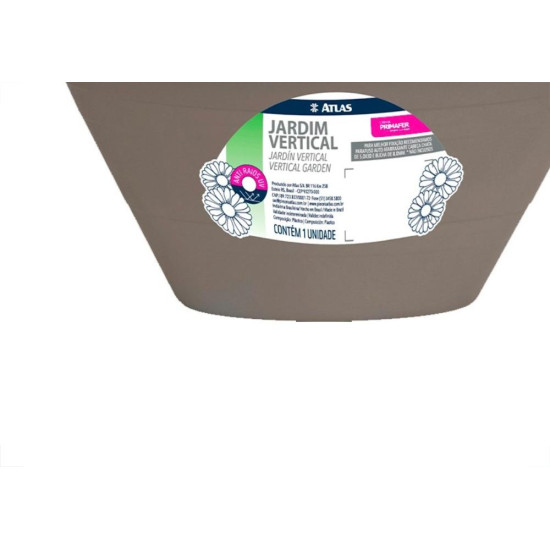 Vaso Para Jardim Vertical Atlas Primafer Plastico Cinza - Pr6151-1 Vaso Para Jardim Vertical Atlas Primafer Plastico Cinza - Pr6151-1
