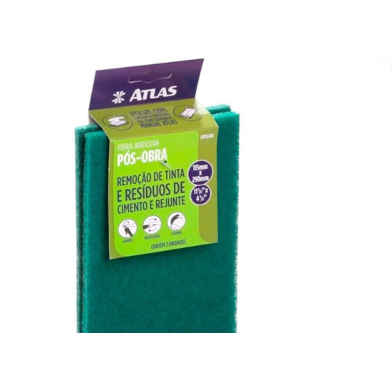Esponja Abrasiva Atlas Pos Obra 11,5 X 29Cm Com 2 - At95/40 Esponja Abrasiva Atlas Pos Obra 11,5 X 29Cm Com 2 - At95/40