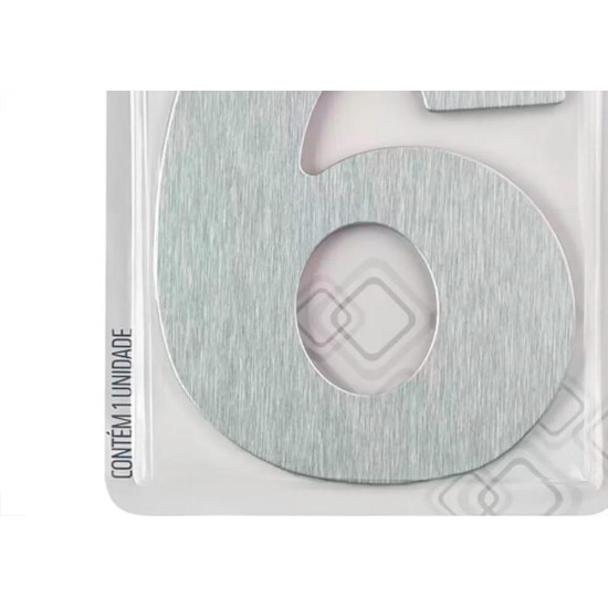 Numero Residencial Atlas Escovado 6Cm Nº 6 Numero Residencial Atlas Escovado 6Cm Nº 6