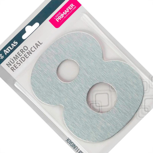 Numero Residencial Atlas Escovado 6Cm Nº 8 Numero Residencial Atlas Escovado 6Cm Nº 8