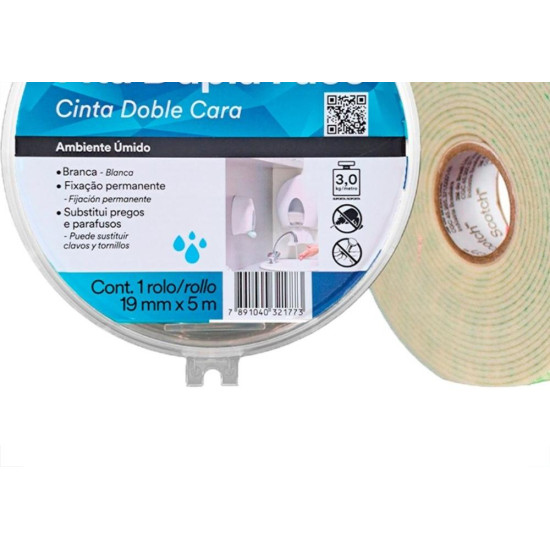 Fita Dupla Face 3M Areas Umidas 19Mm X 5M Com Estojo