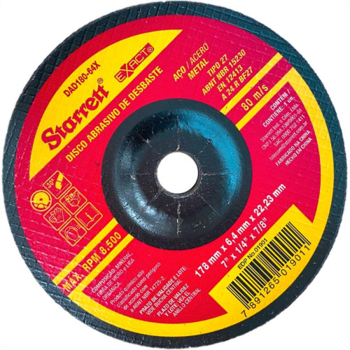 Disco Desbaste Starrett - 7''X1/4''X7/8'' - Dad180-64X - Kit C/6 Pecas Disco Desbaste Starrett - 7''X1/4''X7/8'' - Dad180-64X - Kit C/6 Pecas