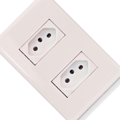 Kit C/2 - Conjunto Steck Linha Stella Com Placa 2 Tomadas...