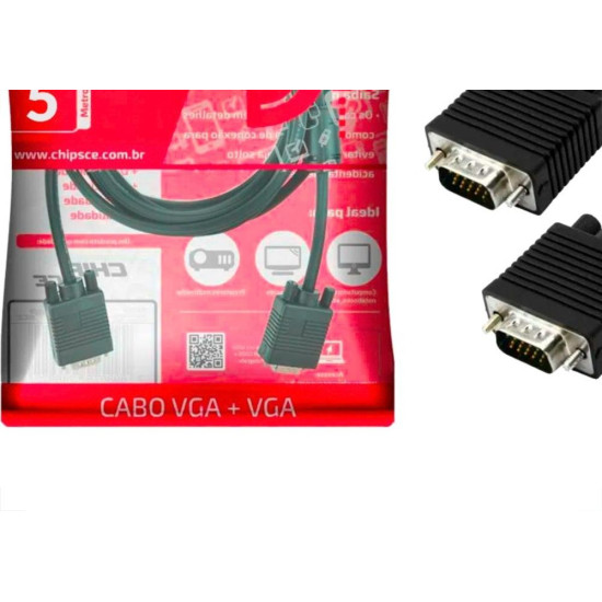Cabo Audio/Video Pix Vga 5M Preto - 018-9555 Cabo Audio/Video Pix Vga 5M Preto - 018-9555