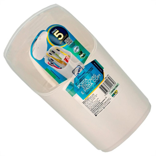 Porta Escovas E Pasta De Dente Com Tampa Movel Arthi Branco - 1535 Porta Escovas E Pasta De Dente Com Tampa Movel Arthi Branco - 1535