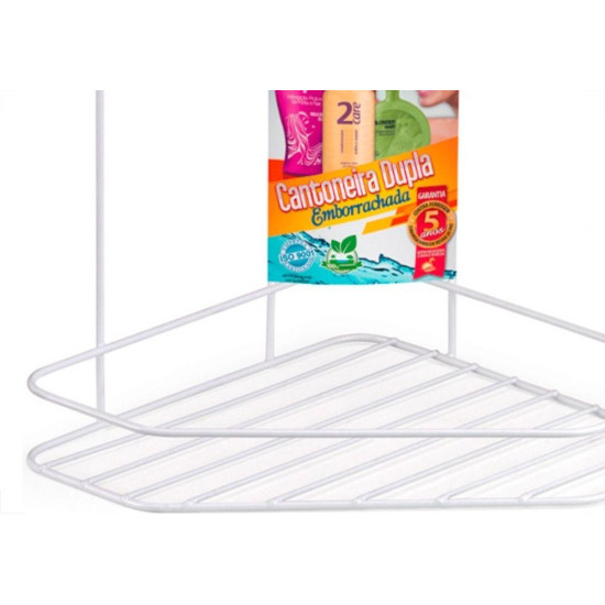 Cantoneira Porta Shampoo Dupla Emborrachada Arthi Branca - 2137 Cantoneira Porta Shampoo Dupla Emborrachada Arthi Branca - 2137