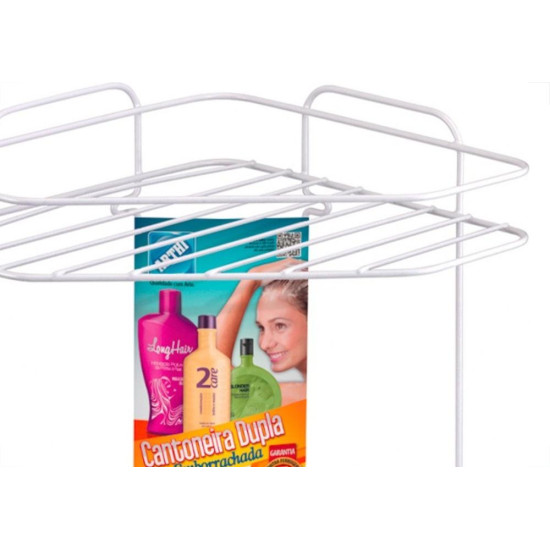 Cantoneira Porta Shampoo Dupla Emborrachada Arthi Branca - 2137 Cantoneira Porta Shampoo Dupla Emborrachada Arthi Branca - 2137