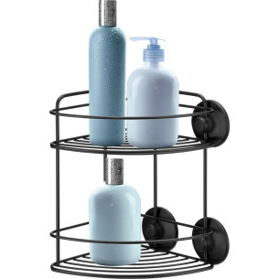 Cantoneira Porta Shampoo Dupla Arthi Com Fixacao Adesiva 2,8Kg Preta - 3433