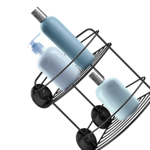 Cantoneira Porta Shampoo Dupla Arthi Com Fixacao Adesiva 2,8Kg Preta - 3433