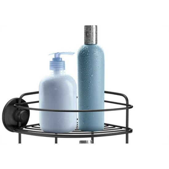 Cantoneira Porta Shampoo Dupla Arthi Com Fixacao Adesiva 2,8Kg Preta - 3433