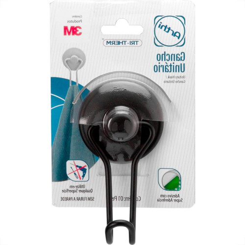 Gancho Metal Arthi Com Fixacao Adesiva 700G Preto - 3437 Gancho Metal Arthi Com Fixacao Adesiva 700G Preto - 3437