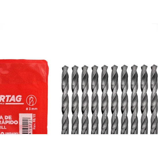 Broca Aco Rapido Cortag 3,0Mm - 61912 - Kit C/10 Pecas Broca Aco Rapido Cortag 3,0Mm - 61912 - Kit C/10 Pecas