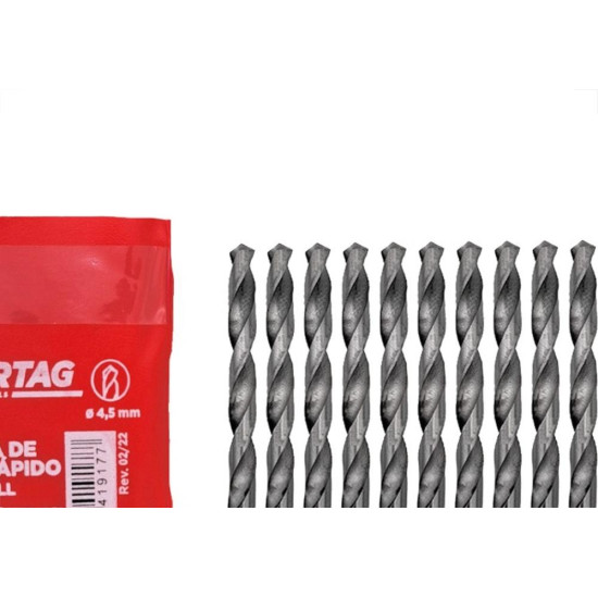 Broca Aco Rapido Cortag 4,5Mm - 61917 - Kit C/10 Pecas