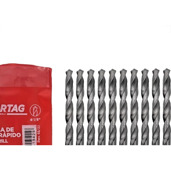 Broca Aco Rapido Cortag (E) 1/8'' - 61942 - Kit C/10 Pecas Broca Aco Rapido Cortag (E) 1/8'' - 61942 - Kit C/10 Pecas