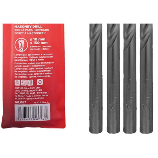 Broca Widea Cortag 10Mm X 150Mm - 60067 - Kit C/5 Pecas Broca Widea Cortag 10Mm X 150Mm - 60067 - Kit C/5 Pecas