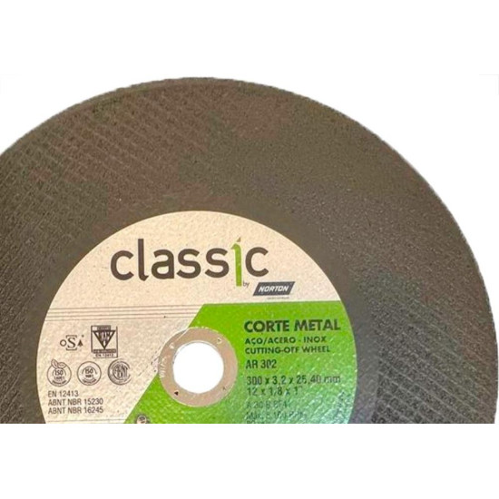 Disco Corte Ferro Norton Classic Ar302 - 12''X1/8''X 1'' - 3,2Mm Disco Corte Ferro Norton Classic Ar302 - 12''X1/8''X 1'' - 3,2Mm