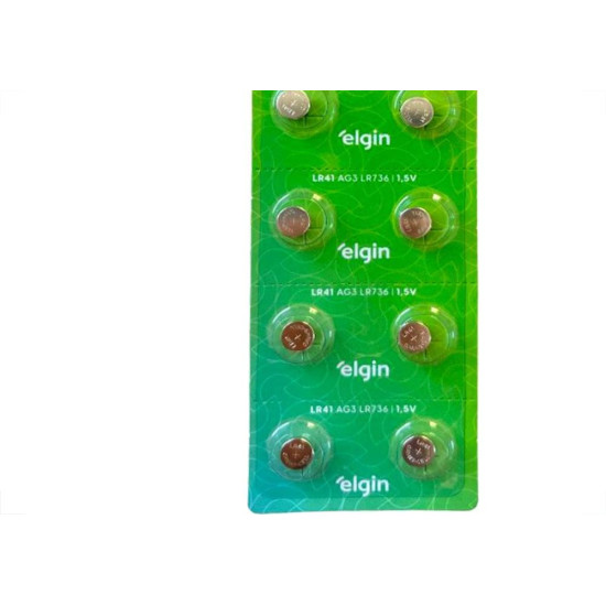 Pilha Elgin Alcalina Bateria Lr41 - 1,5V. Cartela Com 10 Pecas - 82261