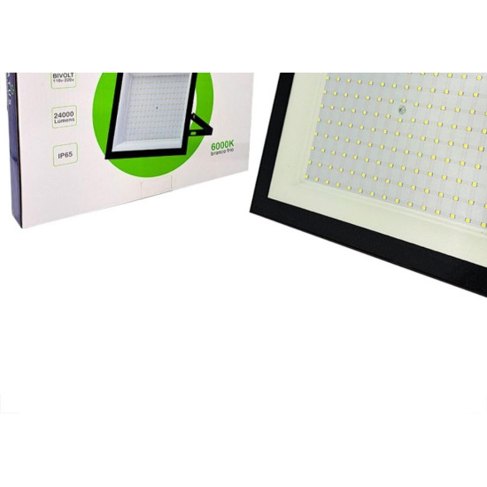 Refletor De Led Atus 300W. 6000K . 24000Lm Ip65 Preto Bivolt - 0424 Refletor De Led Atus 300W. 6000K . 24000Lm Ip65 Preto Bivolt - 0424