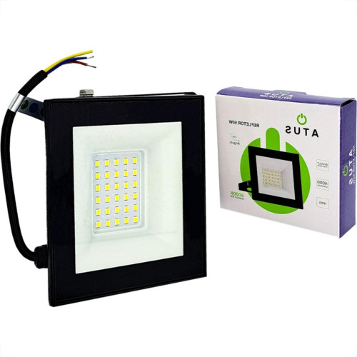 Refletor De Led Atus 50W. 6000K. 4000Lm Ip65 Preto Bivolt - 0421 Refletor De Led Atus 50W. 6000K. 4000Lm Ip65 Preto Bivolt - 0421