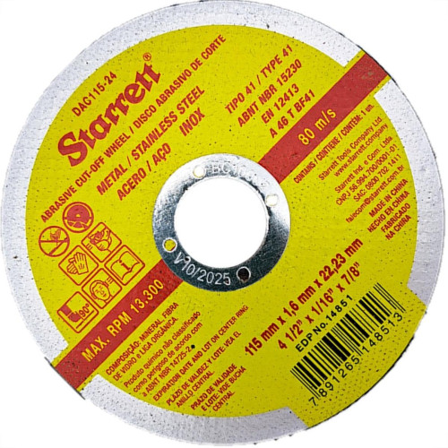 Disco Corte Ferro Starrett 4.1/2''X1/16''X7/8'' - Kit C/12 Pecas Disco Corte Ferro Starrett 4.1/2''X1/16''X7/8'' - Kit C/12 Pecas