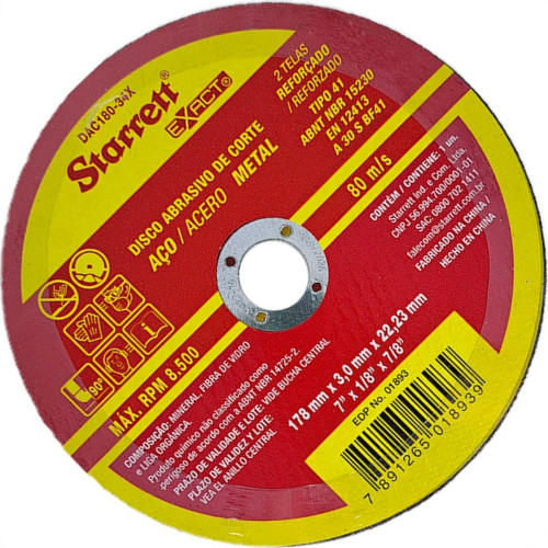 Disco Corte Ferro Starrett 7''X1/8''X7/8'' - Kit C/6 Pecas Disco Corte Ferro Starrett 7''X1/8''X7/8'' - Kit C/6 Pecas
