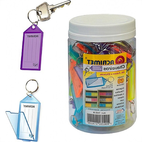 Chaveiros Com Etiqueta Acrimet Pote Com 60 Pecas Coloridas Chaveiros Com Etiqueta Acrimet Pote Com 60 Pecas Coloridas