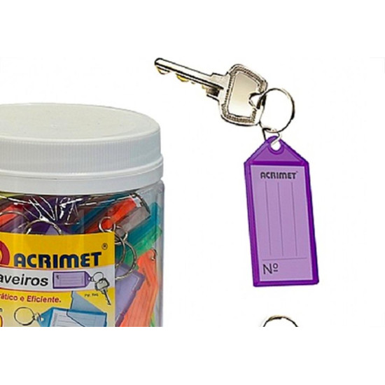 Chaveiros Com Etiqueta Acrimet Pote Com 60 Pecas Coloridas Chaveiros Com Etiqueta Acrimet Pote Com 60 Pecas Coloridas