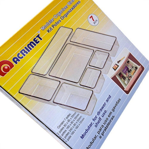 Organizador Acrimet Para Gaveta Kit Com 7 Pecas Tamanhos Diversos Organizador Acrimet Para Gaveta Kit Com 7 Pecas Tamanhos Diversos
