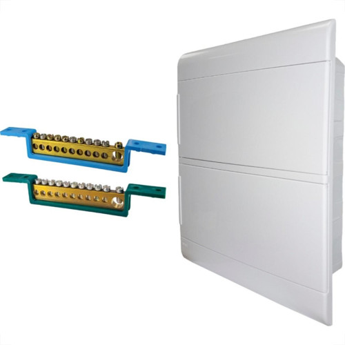 Centrinho Steck Pvc Embutir Branco Para 24 Disjuntores Din Com Barramento Centrinho Steck Pvc Embutir Branco Para 24 Disjuntores Din Com Barramento