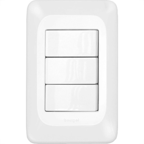 Conjunto Pial Pop Modulo Com Placa 4X2 - 3 Simples 10A. - Lgx111