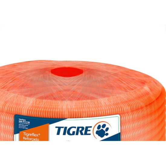Conduite Corrugado Tigre Laranja Reforcado 3/4'' - 50M