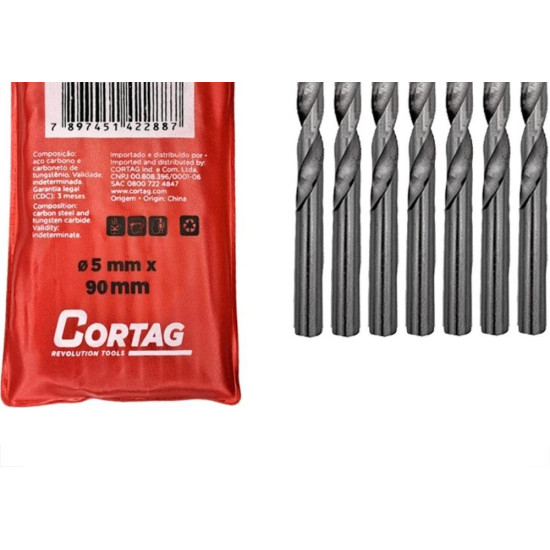Broca Widea Cortag 5Mm X 90Mm - 62288 - Kit C/10 Pecas Broca Widea Cortag 5Mm X 90Mm - 62288 - Kit C/10 Pecas