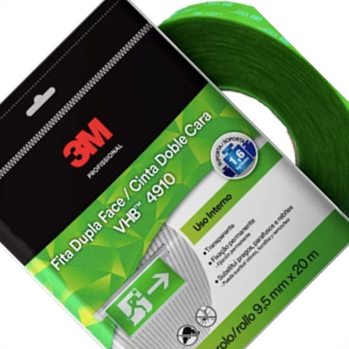 Fita Dupla Face 3M Vhb 4910 9,5Mm X 20M Transparente Interna Fixacao Permanente