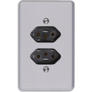 Conjunto Ilumi Cinza Com Placa 2 Tomadas 2P+T. 10A. - 13120