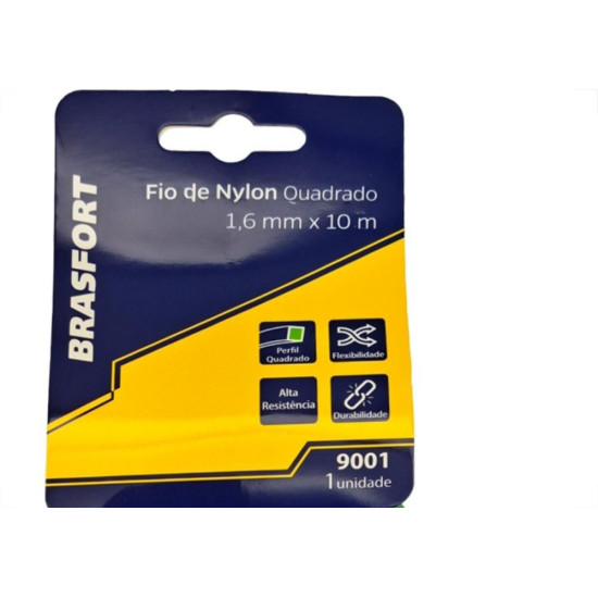 Fio De Nylon Para Aparador De Grama Brasfort Verde Quadrado 1,6Mmx10M - 9001 Fio De Nylon Para Aparador De Grama Brasfort Verde Quadrado 1,6Mmx10M - 9001