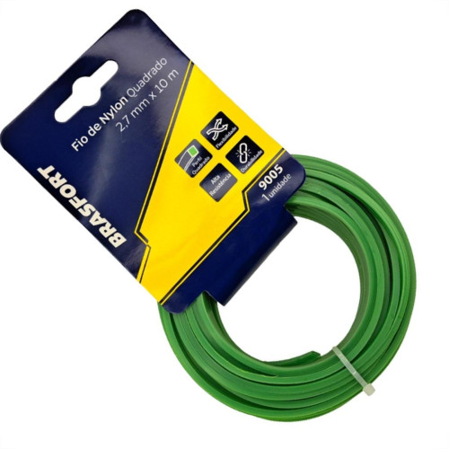 Fio De Nylon Para Aparador De Grama Brasfort Verde Quadrado 2,7Mmx10M Fio De Nylon Para Aparador De Grama Brasfort Verde Quadrado 2,7Mmx10M