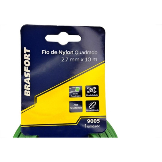 Fio De Nylon Para Aparador De Grama Brasfort Verde Quadrado 2,7Mmx10M Fio De Nylon Para Aparador De Grama Brasfort Verde Quadrado 2,7Mmx10M