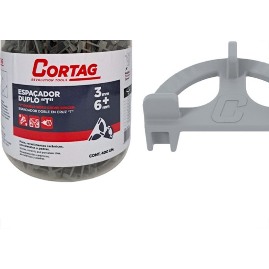 Espacador De Piso Cortag Duplo ''T'' 3Mm + 6Mm Pacote Com 400 Pecas