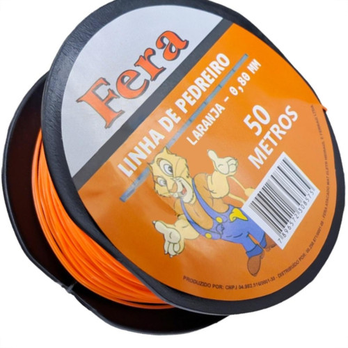 Linha Para Pedreiro 1 Fio Lisa Fera 50M Laranja - Kit C/12 Pecas Linha Para Pedreiro 1 Fio Lisa Fera 50M Laranja - Kit C/12 Pecas