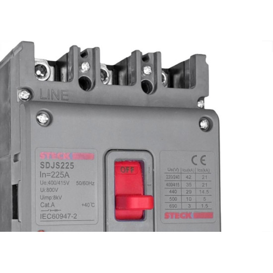 Disjuntor Steck Caixa Moldada Asgard Tripolar - S250 - 225A.