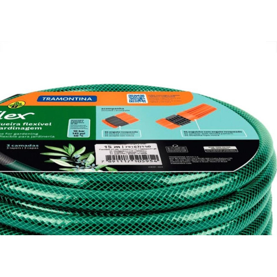 Mangueira Jardim Tramontina Flex Preta/Verde Conjunto Com 15M Mangueira Jardim Tramontina Flex Preta/Verde Conjunto Com 15M