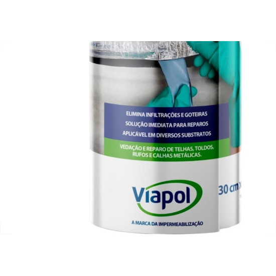 Fita Multiuso Viapol Tapa Goteira 30Cmx10M Fita Multiuso Viapol Tapa Goteira 30Cmx10M
